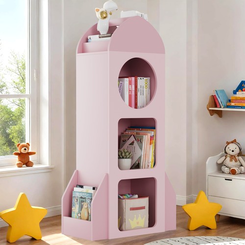 Kids bookshelf rocket shaped - kids, bookshelf,