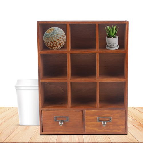 Cube drawers pine storage - 9-cube,